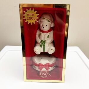 NEW Vintage Lenox 2003 Ceramic Bear Stackable Salt Pepper Shakers Christmas